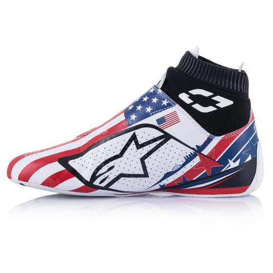 Alpinestars Supermono v2 Liberty Racing Shoes (Size: 12, White/Red/Blue) - FastLap Supply
