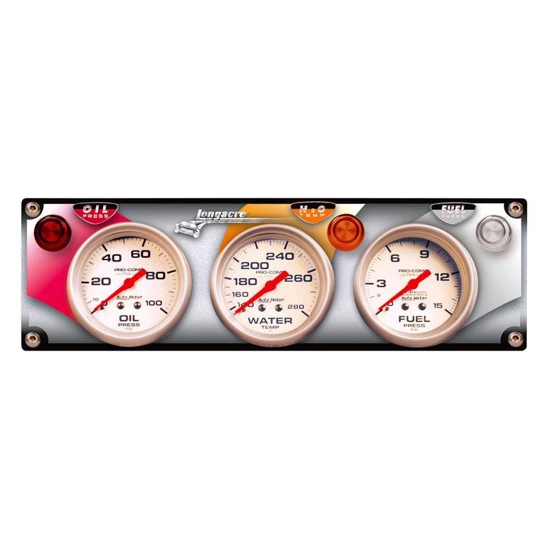 Longacre Ultra-Lite 3-Gauge Panel - OP, WT, FP - FastLap Supply
