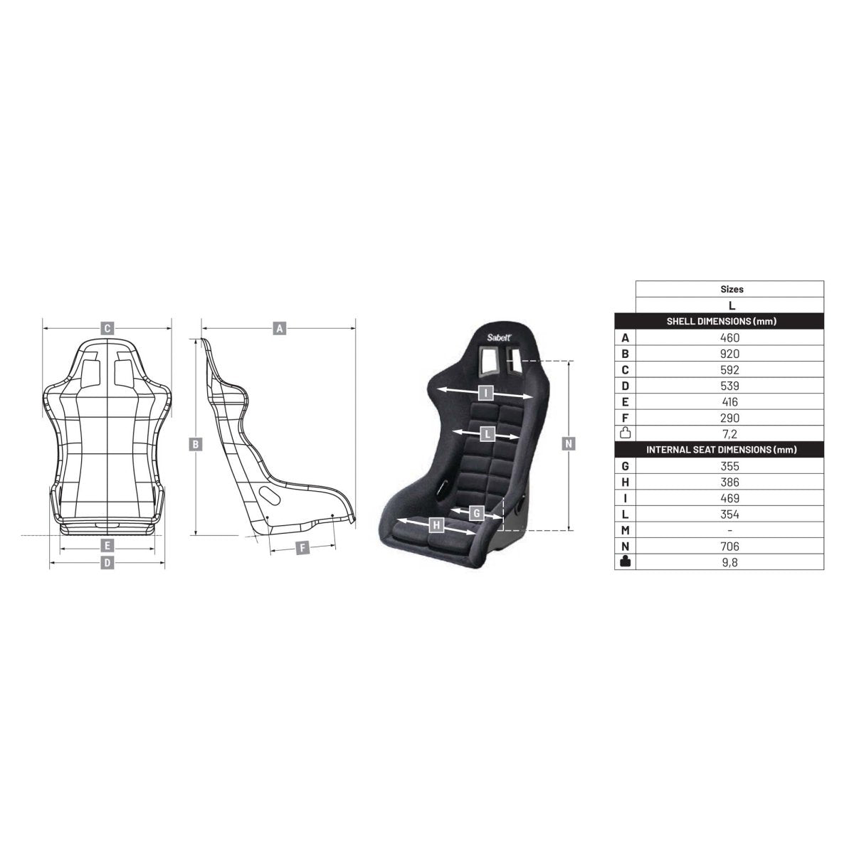 Sabelt GT3 Fiberglass Racing Seat - FastLap Supply
