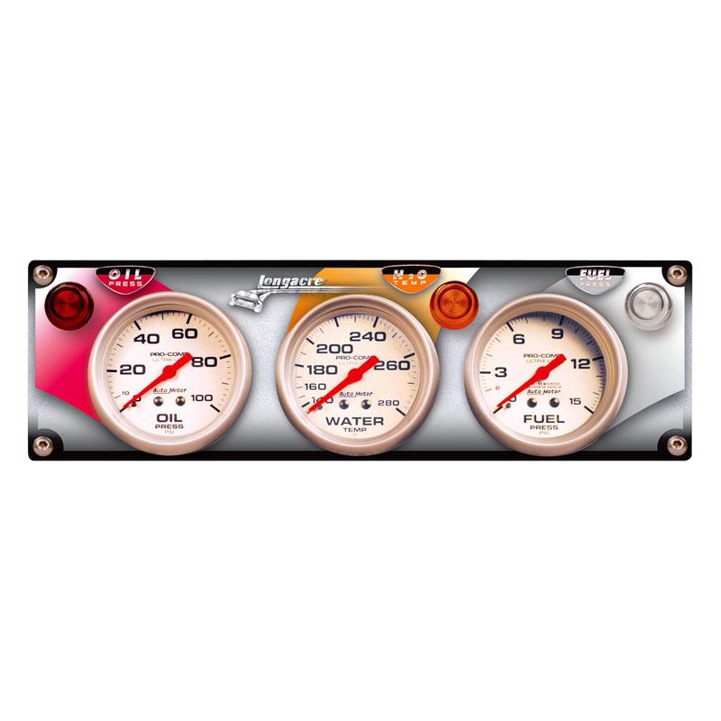 Longacre Ultra-Lite 3-Gauge Panel - OP, WT, FP