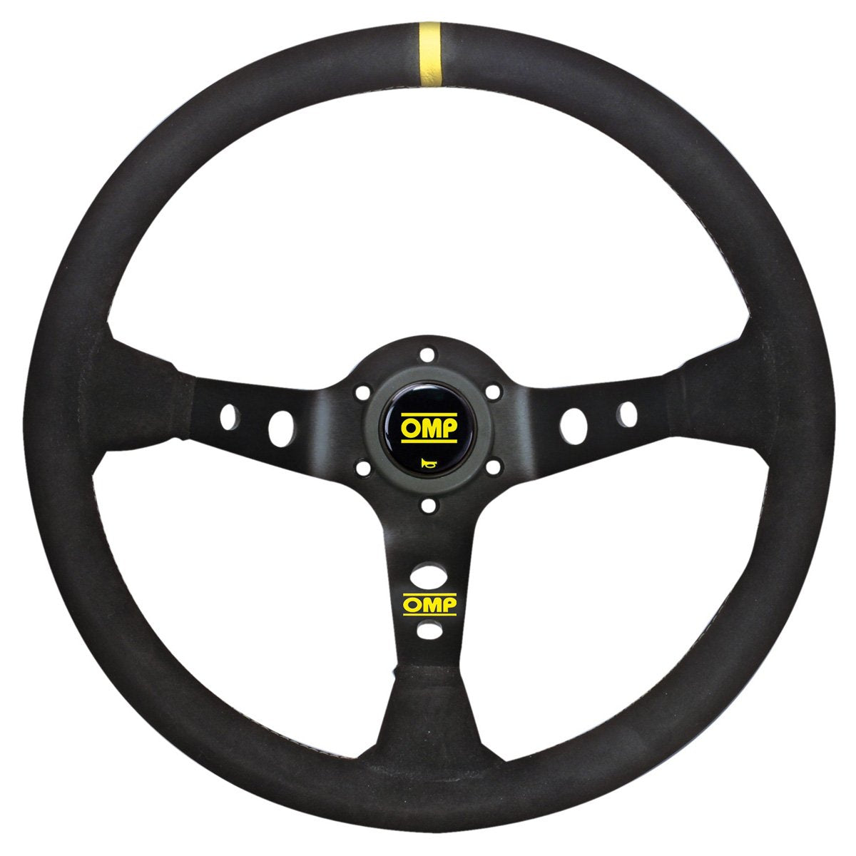 OMP Corsica Steering Wheel - Black Suede, Silver Spokes