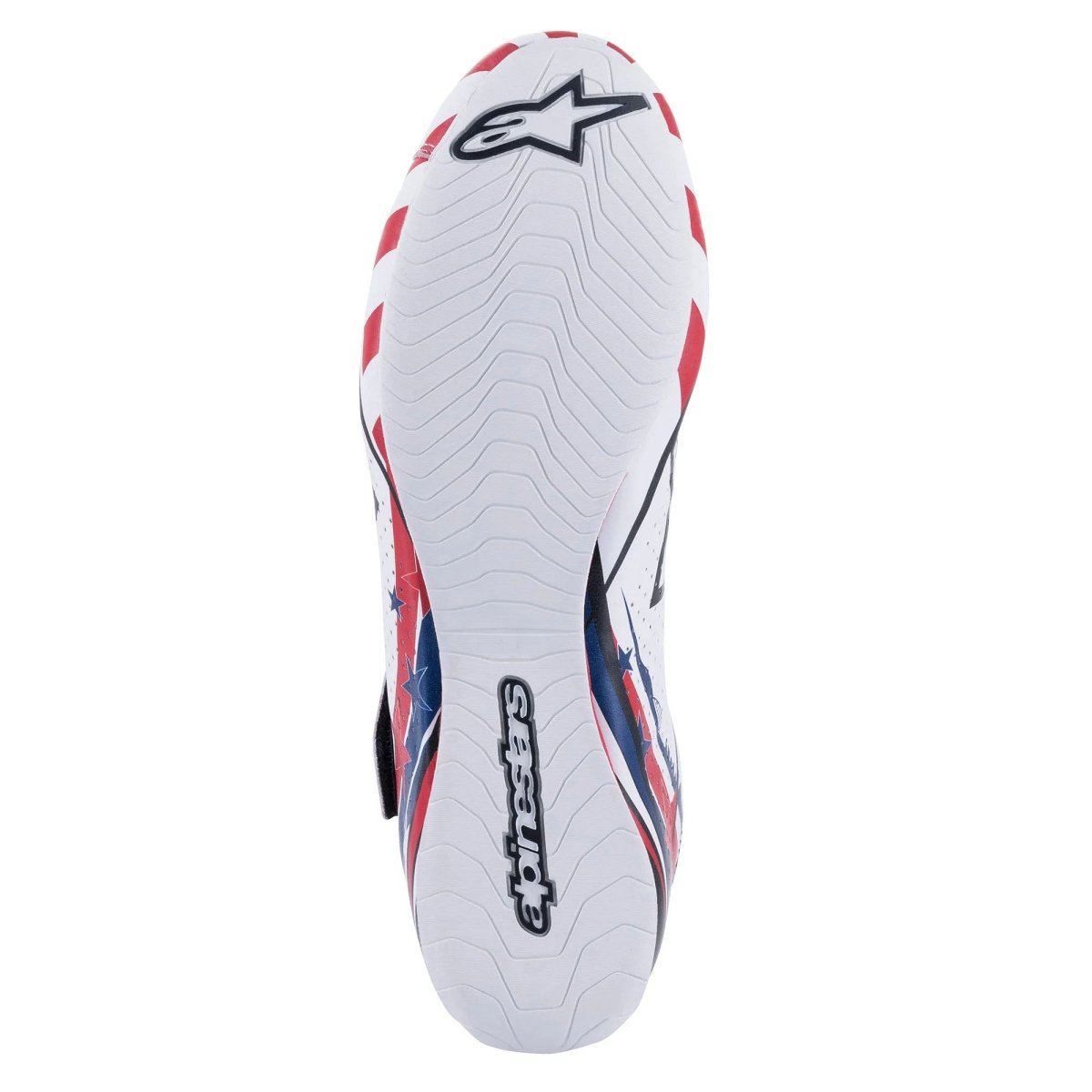 Alpinestars Supermono v2 Liberty Racing Shoes (Size: 12, White/Red/Blue) - FastLap Supply