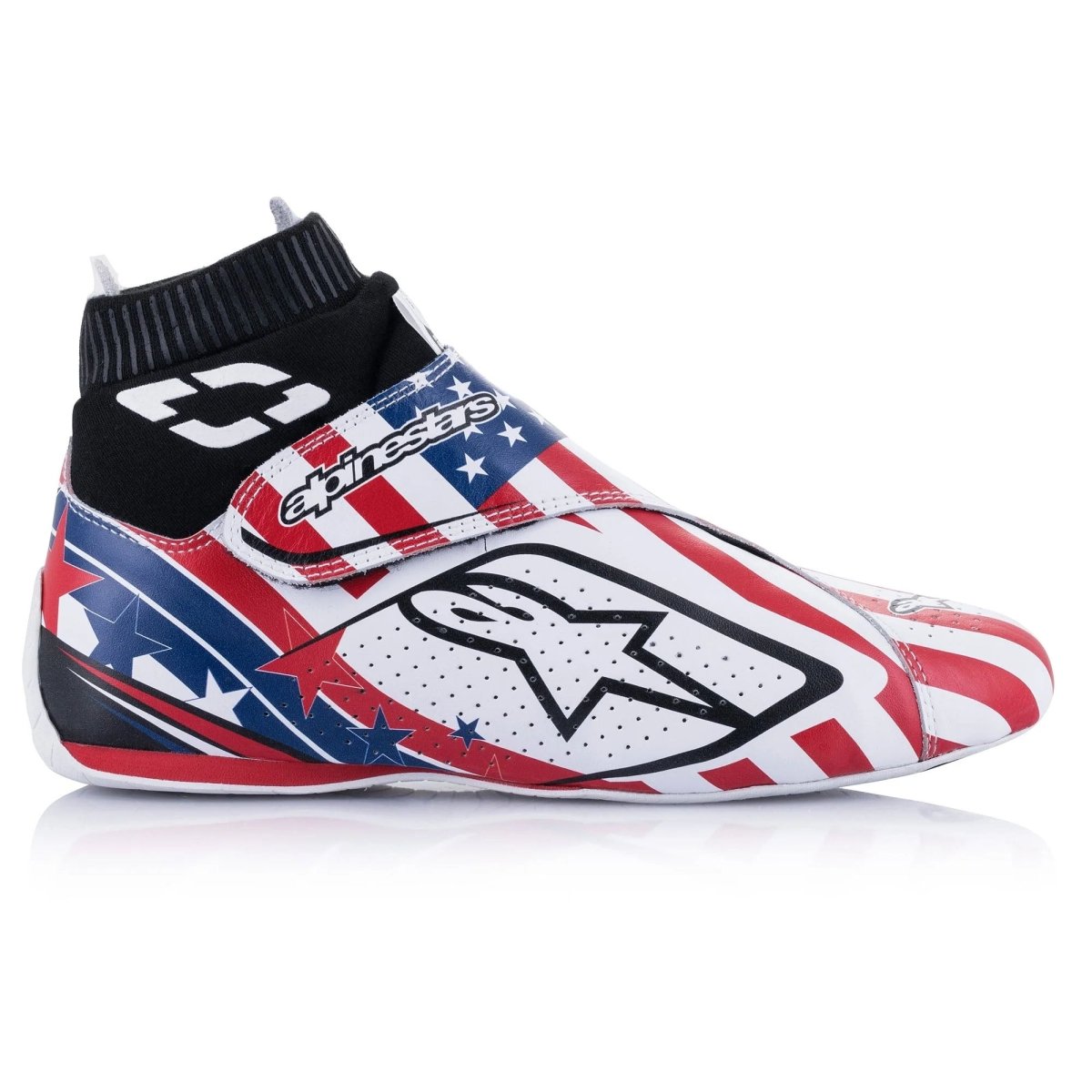 Alpinestars Supermono v2 Liberty Racing Shoes (Size: 12, White/Red/Blue) - FastLap Supply
