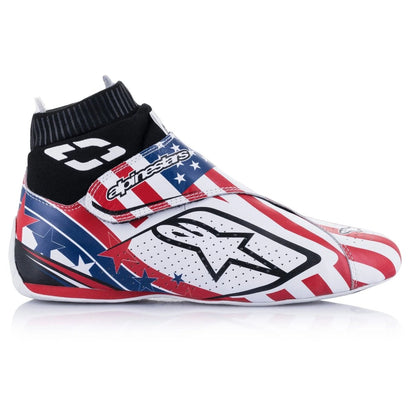 Alpinestars Supermono v2 Liberty Racing Shoes (Size: 12, White/Red/Blue) - FastLap Supply