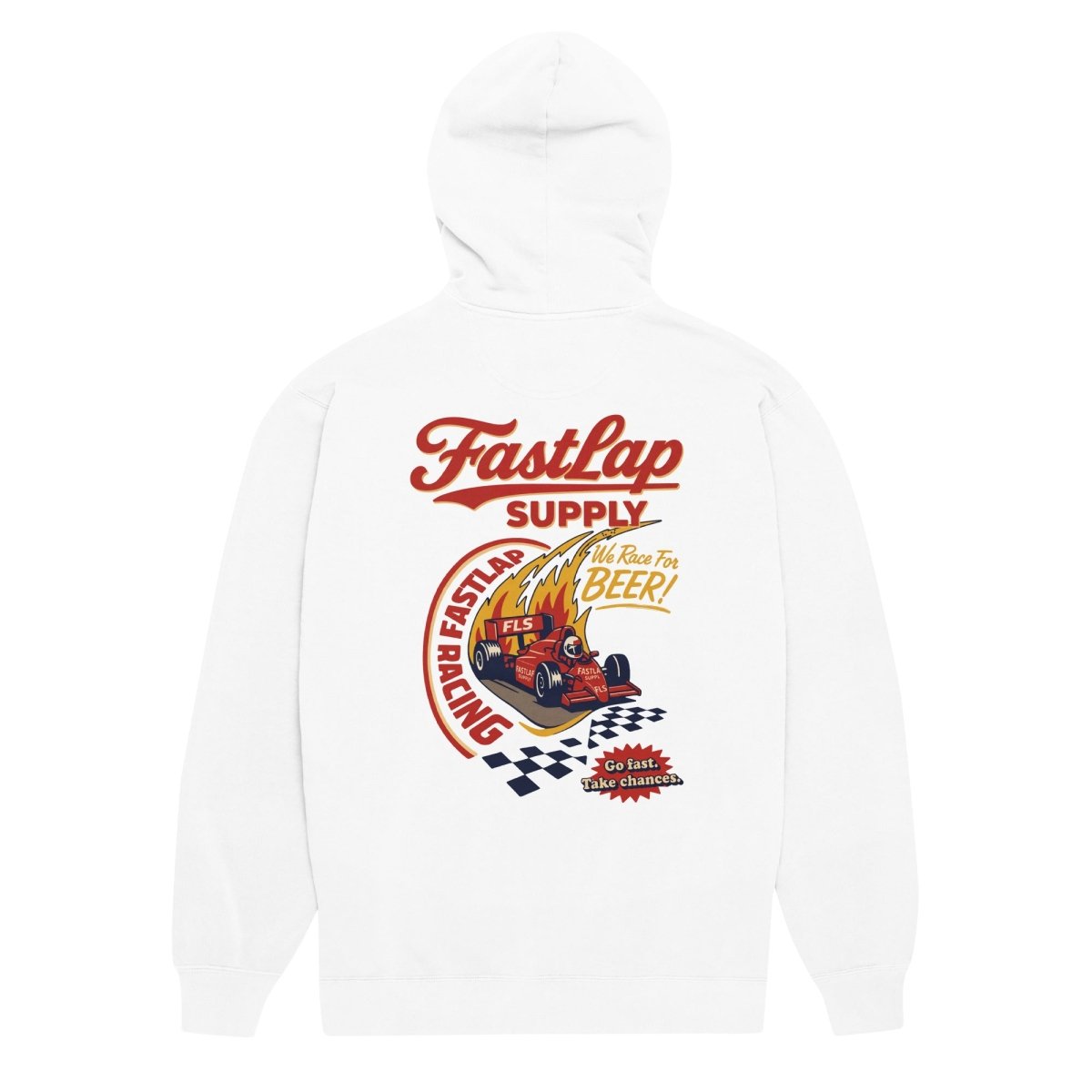 FastLap Supply We Race For Beer Garment-Dyed Hoodie - FastLap Supply