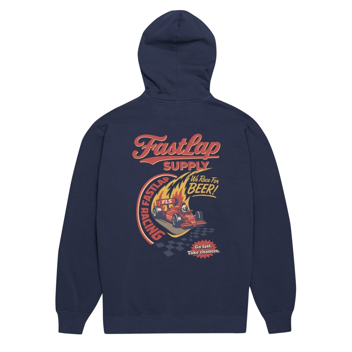 FastLap Supply We Race For Beer Garment-Dyed Hoodie - FastLap Supply
