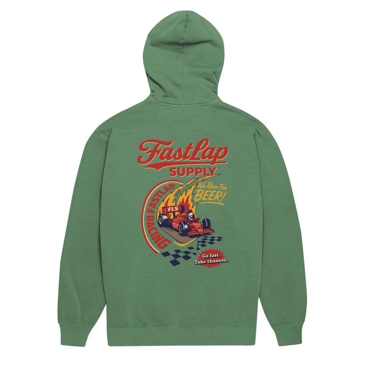 FastLap Supply We Race For Beer Garment-Dyed Hoodie - FastLap Supply