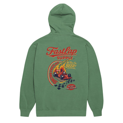 FastLap Supply We Race For Beer Garment-Dyed Hoodie - FastLap Supply