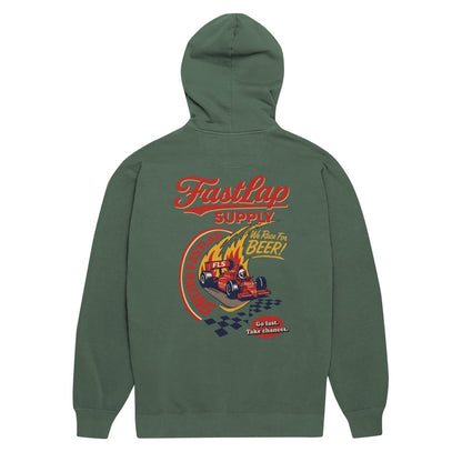 FastLap Supply We Race For Beer Garment-Dyed Hoodie - FastLap Supply