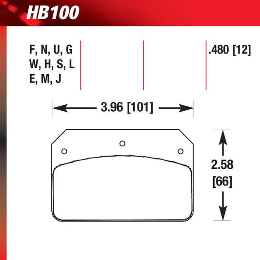Hawk HB100N.480 Performance Pad - HP Plus Compound - FastLap Supply