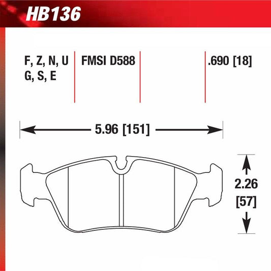 Hawk HB136E.690 Racing Pad - Blue Compound - FastLap Supply