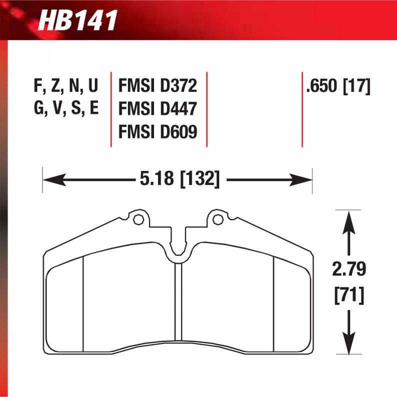 Hawk HB141U.650 Racing Pad - DTC-70 Compound - FastLap Supply