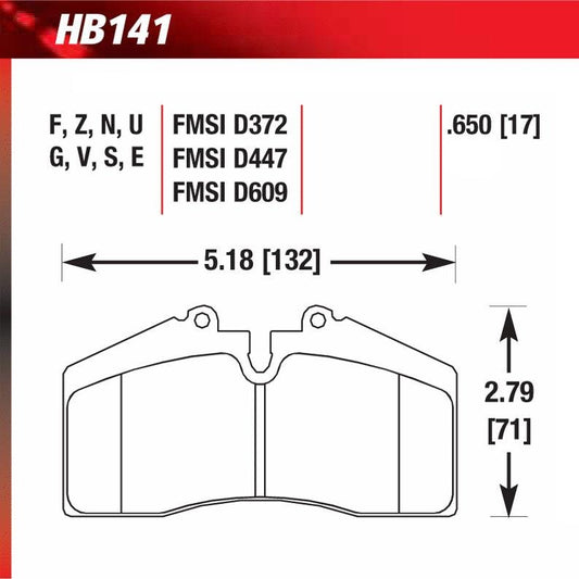 Hawk HB141U.650 Racing Pad - DTC-70 Compound - FastLap Supply