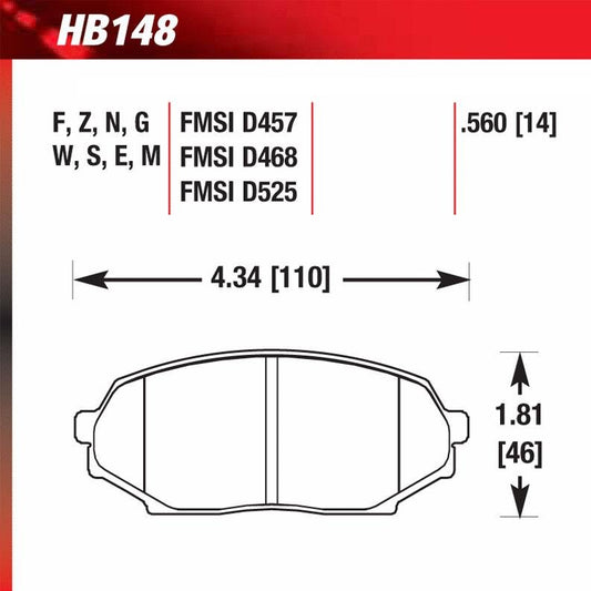Hawk HB148S.560 Racing Pad - HT-10 Compound - FastLap Supply