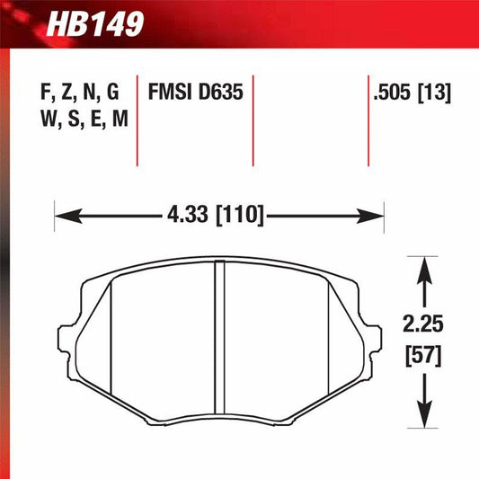 Hawk HB149S.505 Racing Pad - HT-10 Compound - FastLap Supply
