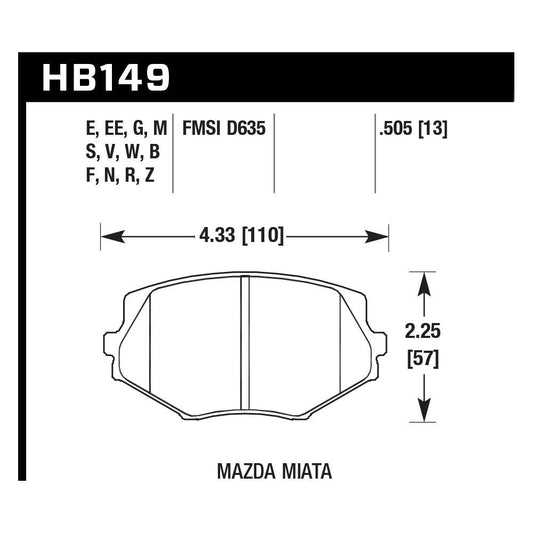 Hawk HB149S.505 Racing Pad - HT-10 Compound - FastLap Supply