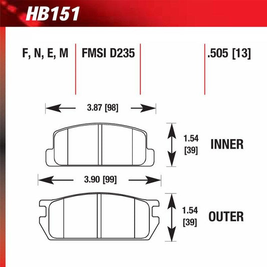 Hawk HB151E.505 Racing Pad - Blue Compound - FastLap Supply