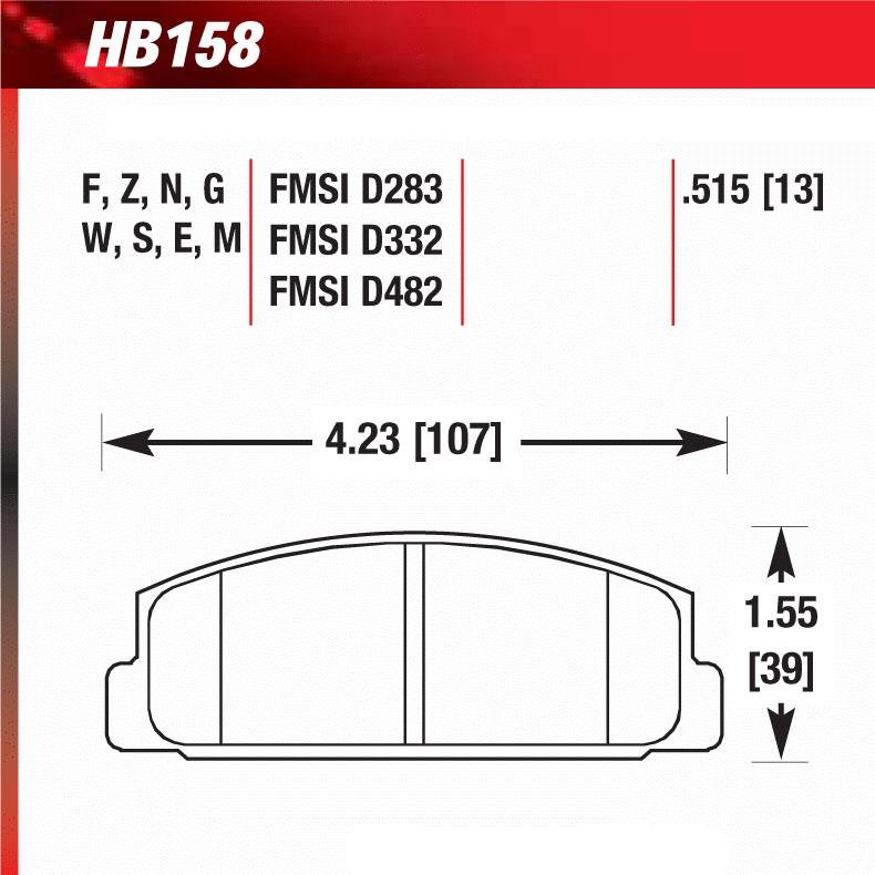 Hawk HB158E.515 Racing Pad - Blue Compound - FastLap Supply