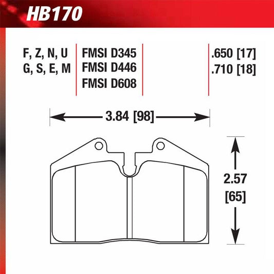 Hawk HB170N.650 Performance Pad - HP Plus Compound - FastLap Supply