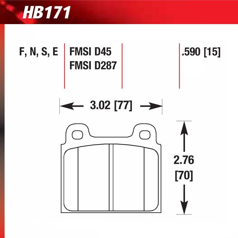 Hawk HB171U.590 Racing Pad - DTC-70 Compound - FastLap Supply