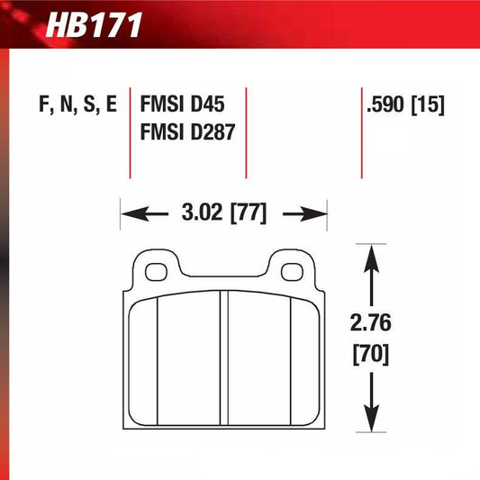 Hawk HB171W.590 Racing Pad - DTC-30 Compound - FastLap Supply