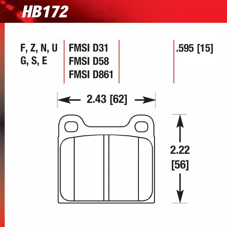 Hawk HB172S.595 Racing Pad - HT-10 Compound - FastLap Supply