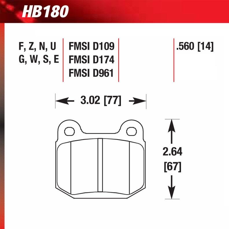 Hawk HB180E.560 Racing Pad - Blue Compound - FastLap Supply
