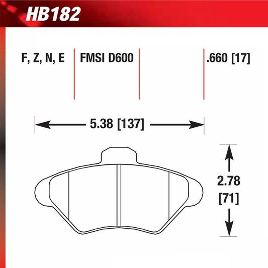 Hawk HB182E.660 Racing Pad - Blue Compound - FastLap Supply