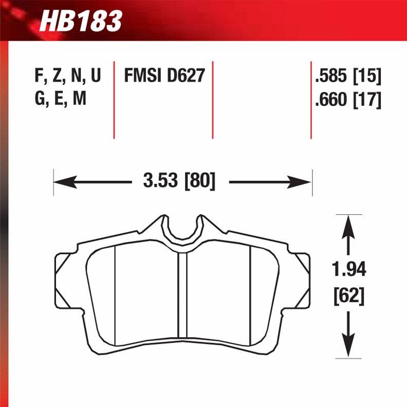 Hawk HB183F.660 Street Performance Pad - HPS Compound - FastLap Supply