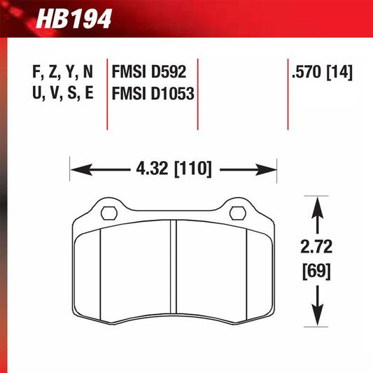 Hawk HB194B.570 Street Performance Pad - HPS 5.0 Compound - FastLap Supply
