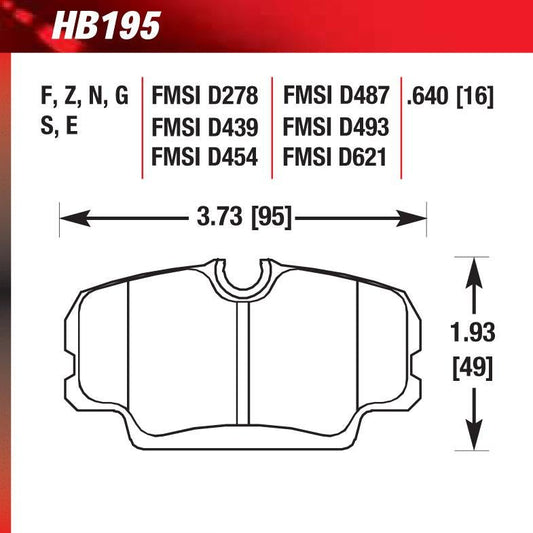 Hawk HB195N.640 Performance Pad - HP Plus Compound - FastLap Supply