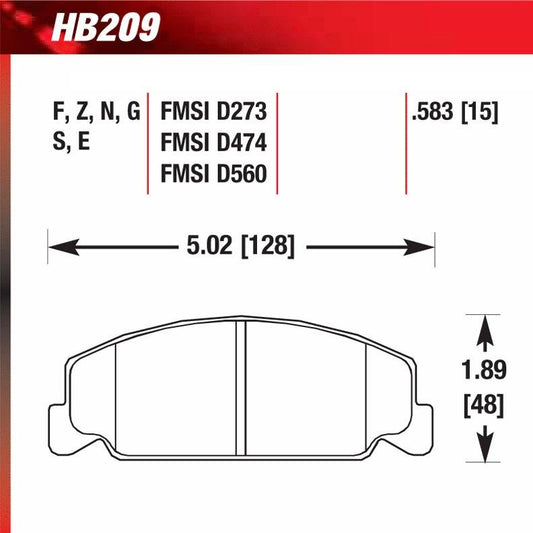 Hawk HB209E.583 Racing Pad - Blue Compound - FastLap Supply