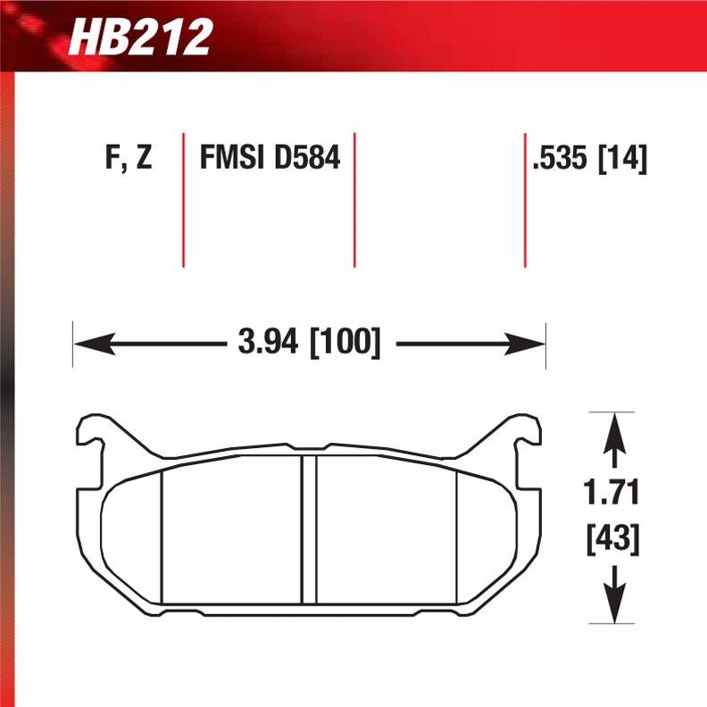 Hawk HB212E.535 Racing Pad - Blue Compound - FastLap Supply