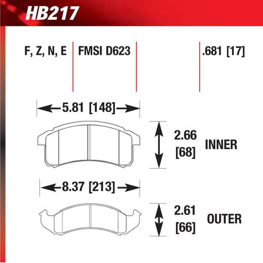 Hawk HB217E.681 Racing Pad - Blue Compound - FastLap Supply