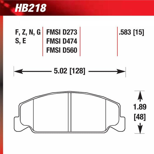 Hawk HB218U.583 Racing Pad - DTC-70 Compound - FastLap Supply