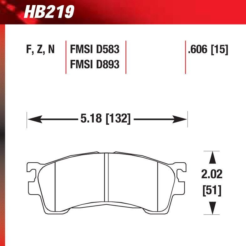 Hawk HB219E.634 Racing Pad - Blue Compound - FastLap Supply