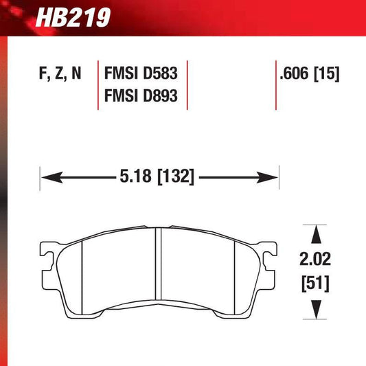 Hawk HB219E.634 Racing Pad - Blue Compound - FastLap Supply