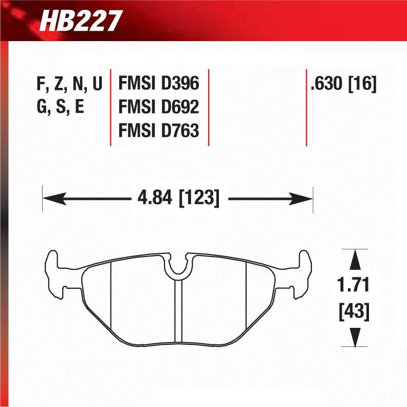 Hawk HB227E.630 Racing Pad - Blue Compound - FastLap Supply