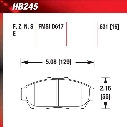 Hawk HB245E.631 Racing Pad - Blue Compound - FastLap Supply