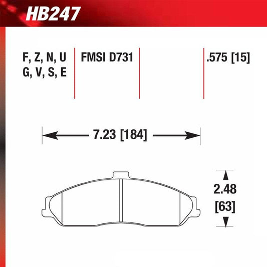 Hawk HB247E.575 Racing Pad - Blue Compound - FastLap Supply