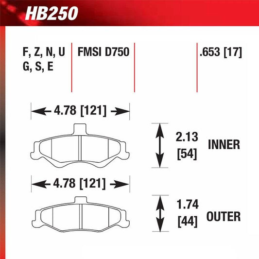 Hawk HB250U.653 Racing Pad - DTC-70 Compound - FastLap Supply