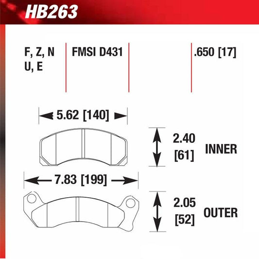 Hawk HB263F.650 Street Performance Pad - HPS Compound - FastLap Supply