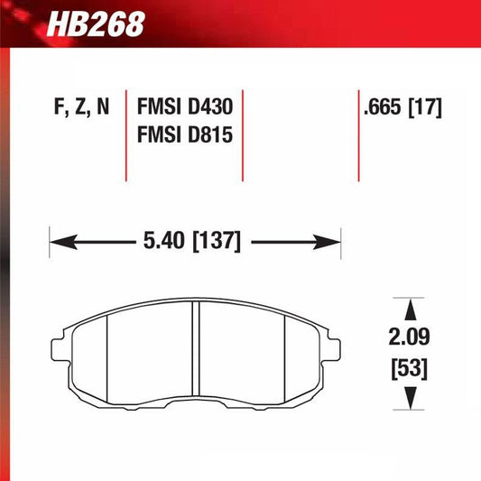 Hawk HB268F.665 Street Performance Pad - HPS Compound - FastLap Supply