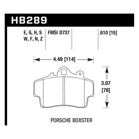 Hawk HB289G.610 Racing Pad - DTC-60 Compound - FastLap Supply
