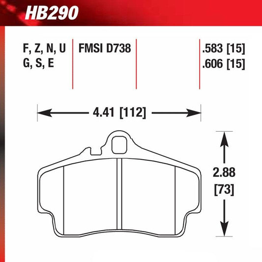 Hawk HB290G.583 Racing Pad - DTC-60 Compound - FastLap Supply