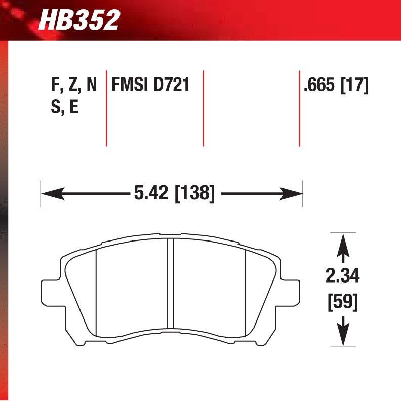 Hawk HB352E.665 Racing Pad - Blue Compound - FastLap Supply