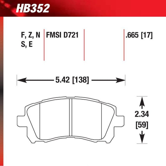 Hawk HB352E.665 Racing Pad - Blue Compound - FastLap Supply