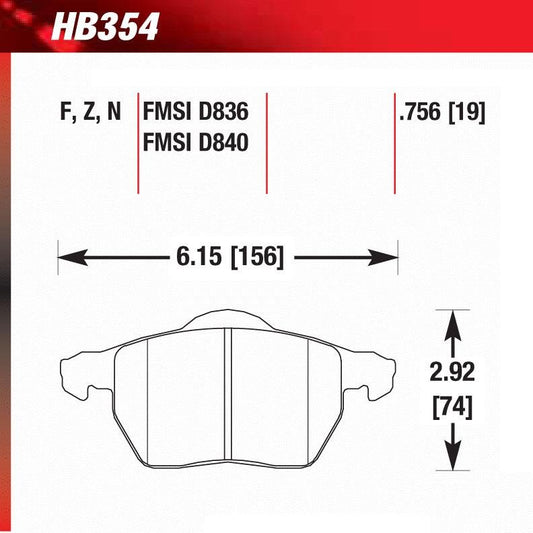 Hawk HB354E.756 Racing Pad - Blue Compound - FastLap Supply