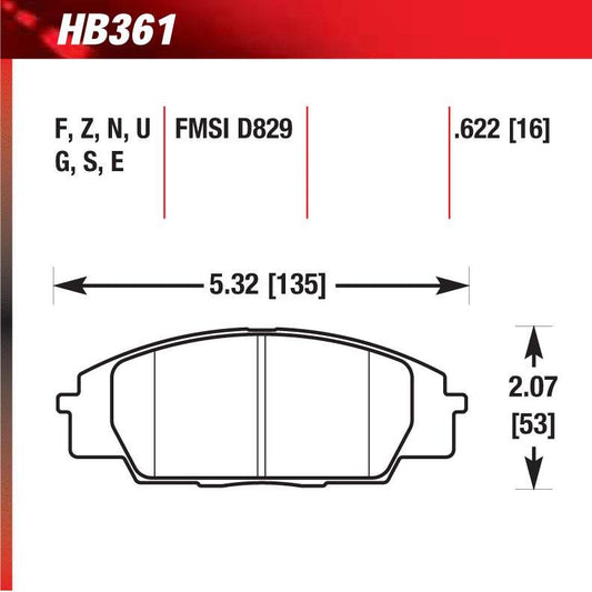 Hawk HB361S.622 Racing Pad - HT-10 Compound - FastLap Supply