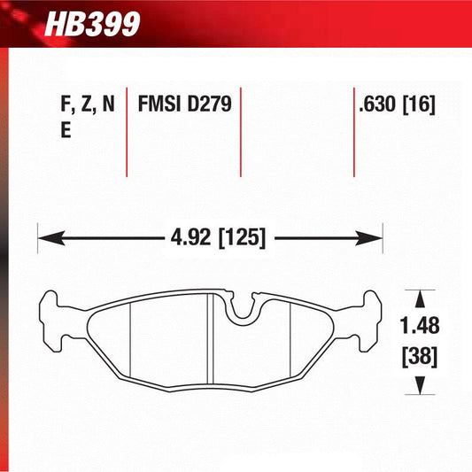 Hawk HB399U.630 Racing Pad - DTC-70 Compound - FastLap Supply